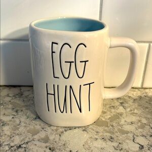 Rae Dunn Easter “Egg Hunt” Mug Blue Interior – Basket Graphic - Double Sided